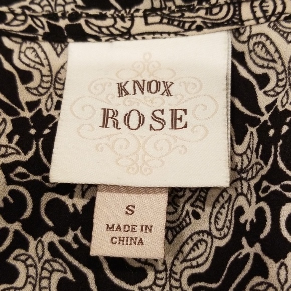 KNOX ROSE Black and White Printed Size S Blouse - Picture 5 of 6